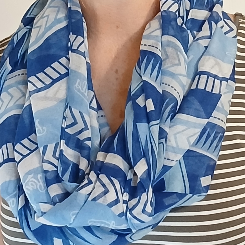 Blue Patterned Scarf